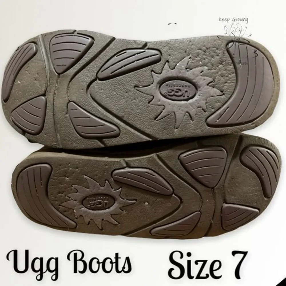 Pre-Owned UGG Sunset Tall Brown Shearling Boots - Size 7